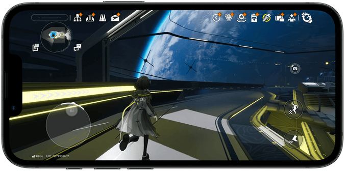 iPhone 17e’de oynanan bir yarış oyunu gösteriliyor