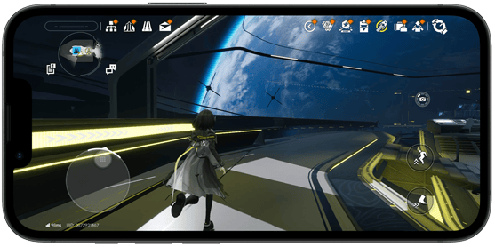 iPhone 17e’de oynanan bir yarış oyunu gösteriliyor