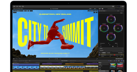 M5 çipin becerilerini göstermek için video düzenleme yapılan MacBook Air ekranı