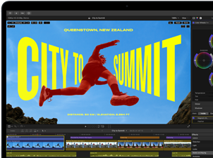 M5 çipin becerilerini göstermek için video düzenleme yapılan MacBook Air ekranı