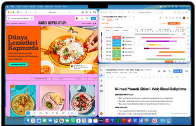 Birkaç uygulamanın açık olduğu MacBook Air
