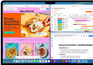 Birkaç uygulamanın açık olduğu MacBook Air