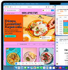 Birkaç uygulamanın açık olduğu MacBook Air