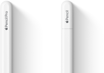 Yan yana duran Apple Pencil Pro ve Apple Pencil (USB‑C)