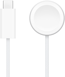 Apple Watch Manyetik Hızlı Şarj Aygıtı’nın yanında duran USB-C şarj aygıtı