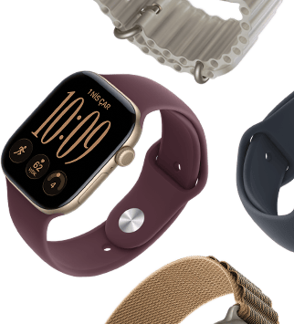 Apple Watch Series 11 kayışları: sis moru Spor Kordon, demir mavisi Ocean kordon, açık mavi Alpine Loop