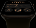 Apple Watch Series 12, alüminyum kasa, koyu bronz renk, Modüler saat kadranı, komplikasyonlar: gün ve tarih, Antrenmanlar, Aktivite halkaları, Apple Music, sağ dış görünüm, Digital Crown, Spor Kordon, klasik zeytin yeşili renk