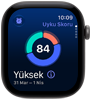 Apple Watch Series 12, alüminyum kasa, uzay grisi renk, uyku skoru halkasının grafiği, sağ dış görünüm, Digital Crown