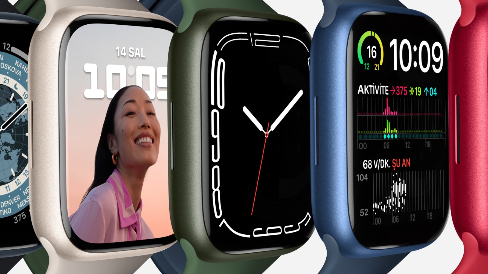 Apple Watch Nike Series 7 GPS + Cellular, 41mm Yıldız Işığı Alüminyum Kasa ve Saf Platin/Siyah Nike Spor Kordon - MKJ33TU/A