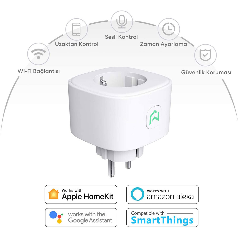 Meross Akıllı Priz 2 Tekli 0600358066644