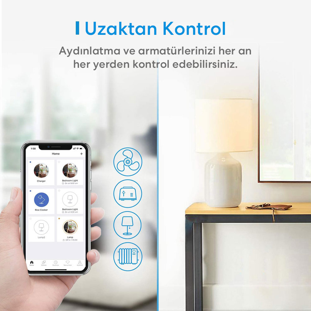 Meross Akıllı Priz 2 Tekli 0600358066644