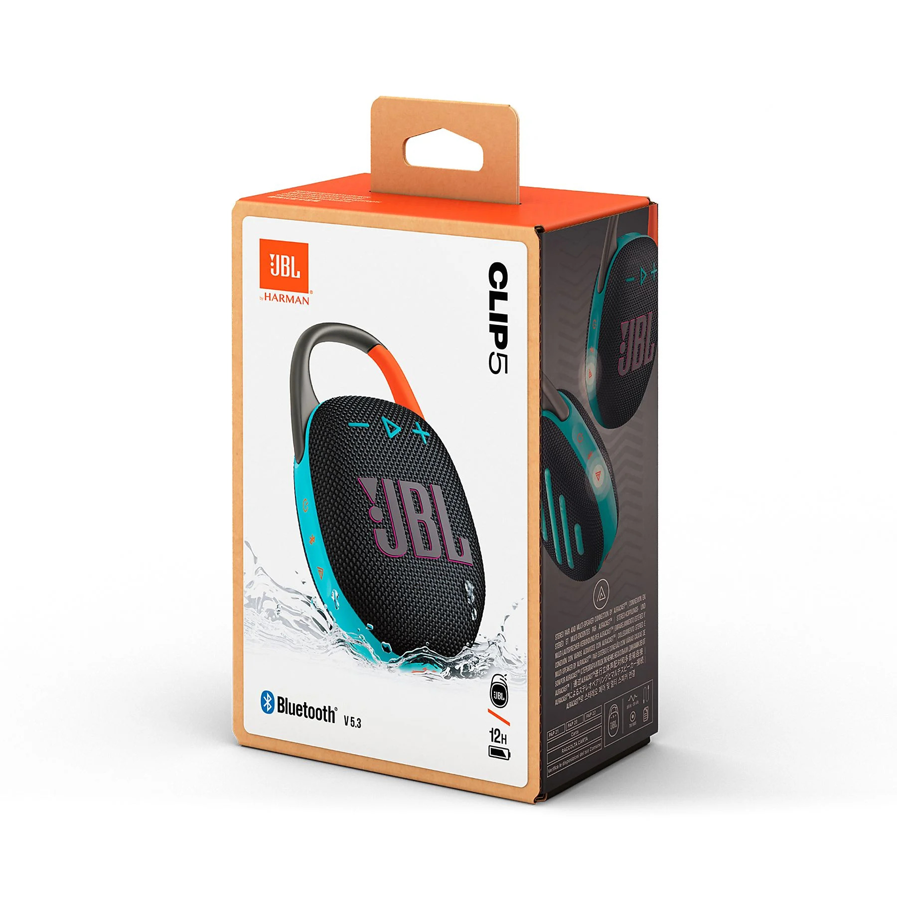 JBL Clip5, Bluetooth Hoparlör, IP67, Turuncu-Siyah 1200130010248