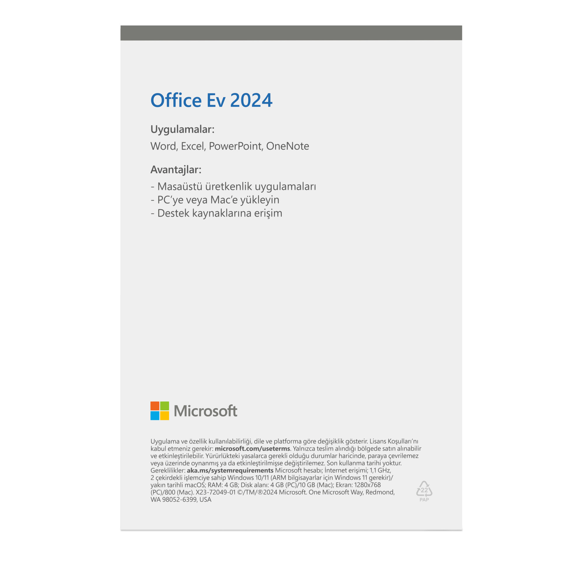 Microsoft Office Ev 2024 Türkçe 196388412563