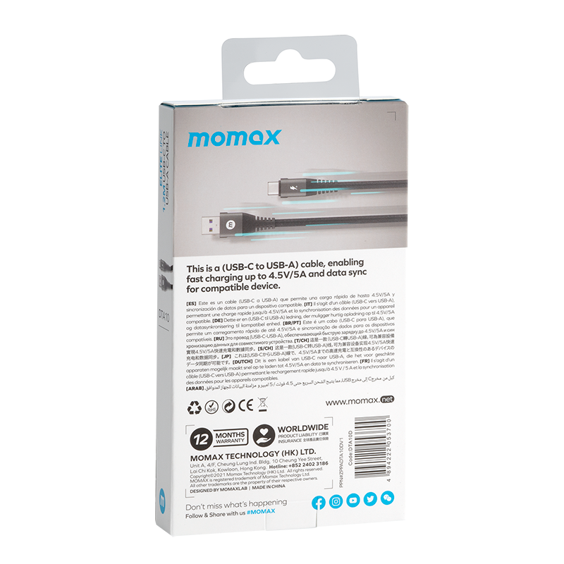 Momax Elit Type-C Kablo (1.2M) - Siyah 4894222053700