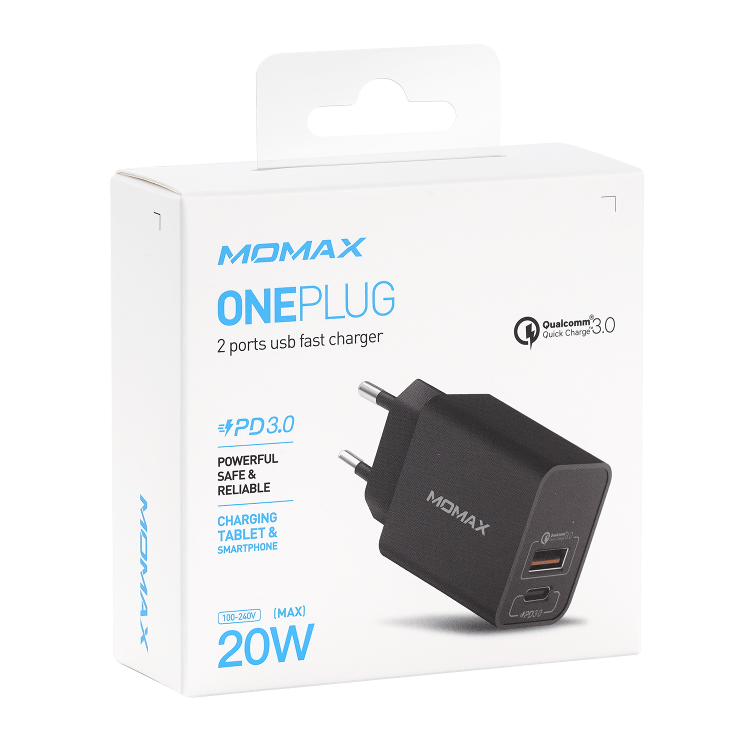 Momax Oneplug 2 Port Hızlı Şarj (20W) - Siyah 4894222065468