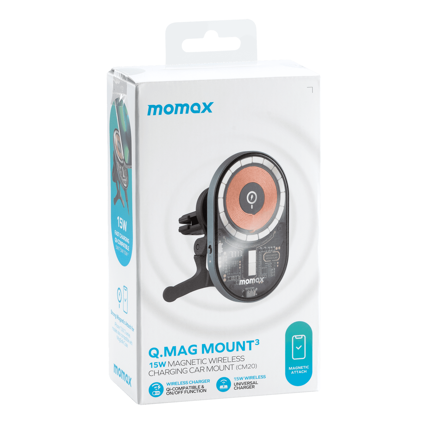 Momax MagSafe Kablosuz Araç Şarjı 15W - Space Gray 4894222068216