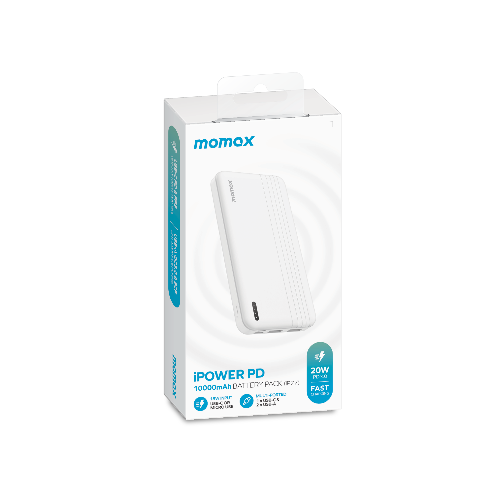 Momax iPower Powerbank 10000mAh - Beyaz 4894222070585