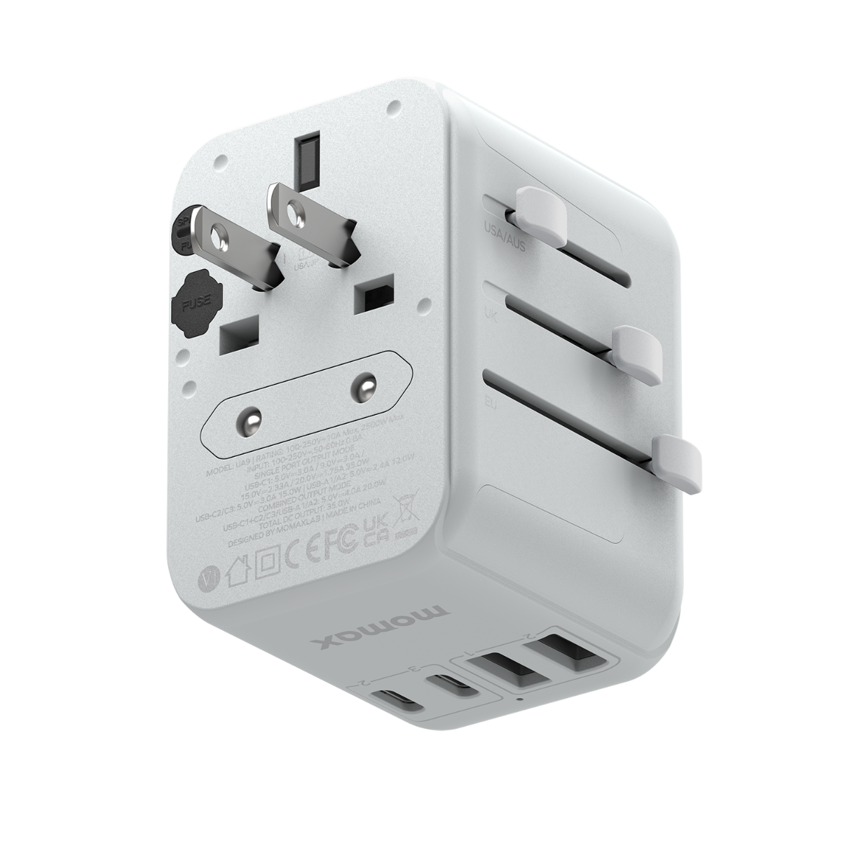 Momax 5 Port + AC Seyahat Adaptörü - Beyaz 4894222070837