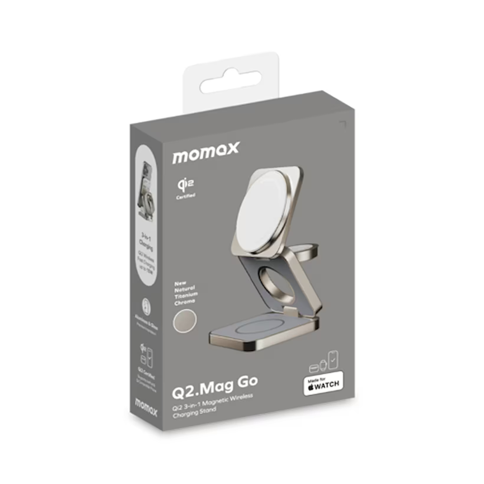 Momax Mag Go 3in1 MagSafe Şarj Standı - Titanyum 4894222073968