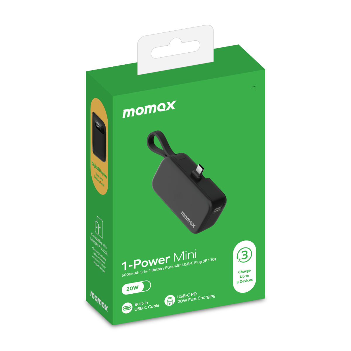 Momax Power Mini 5000mAh USB-C Powerbank-Siyah 4894222075177