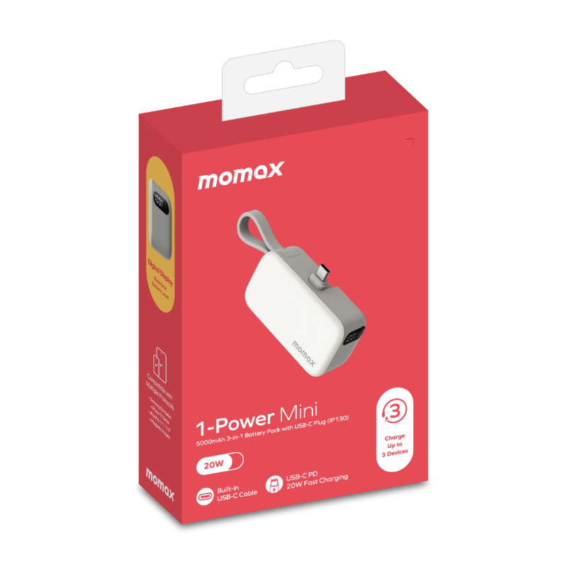Momax Power Mini 5000mAh USB-C Powerbank-Beyaz 4894222075184