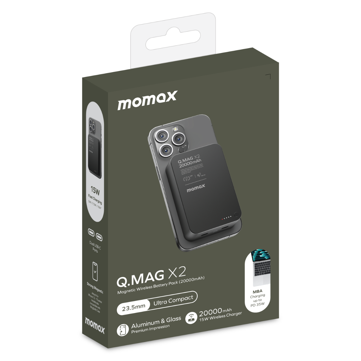 Momax QMag X2 35W 20000mAh MagSafe Powerbank-Siyah 4894222075801
