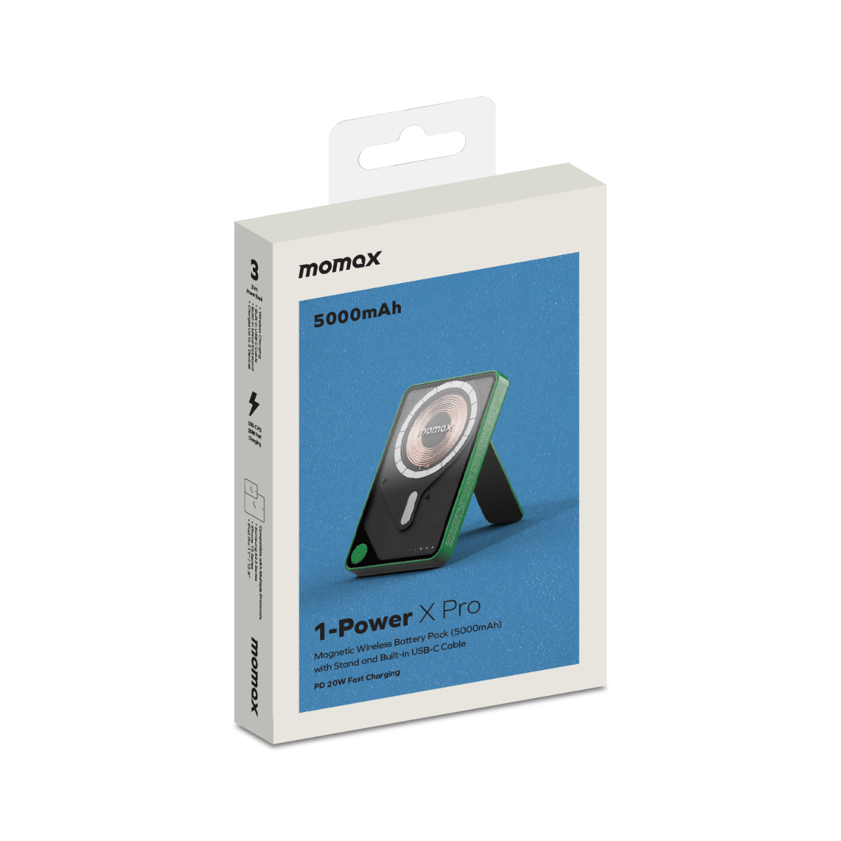 Momax XPro MagSafe Stand 5000mAh Powerbank-Yeşil 4894222078147