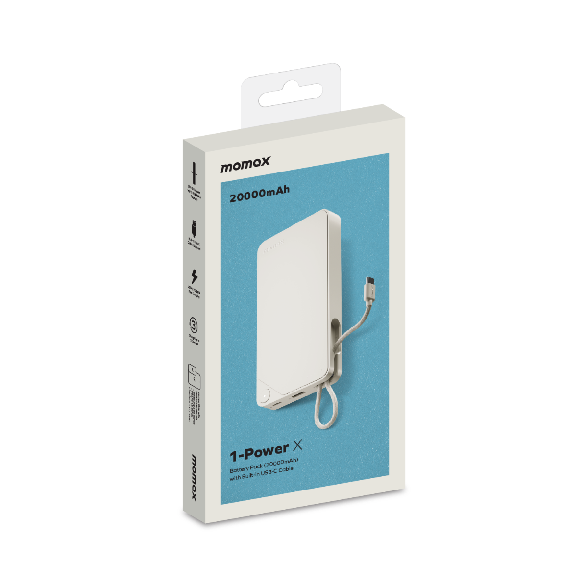 Momax 1-Power X1 20000 mAh Powerbank - White  4894222078482