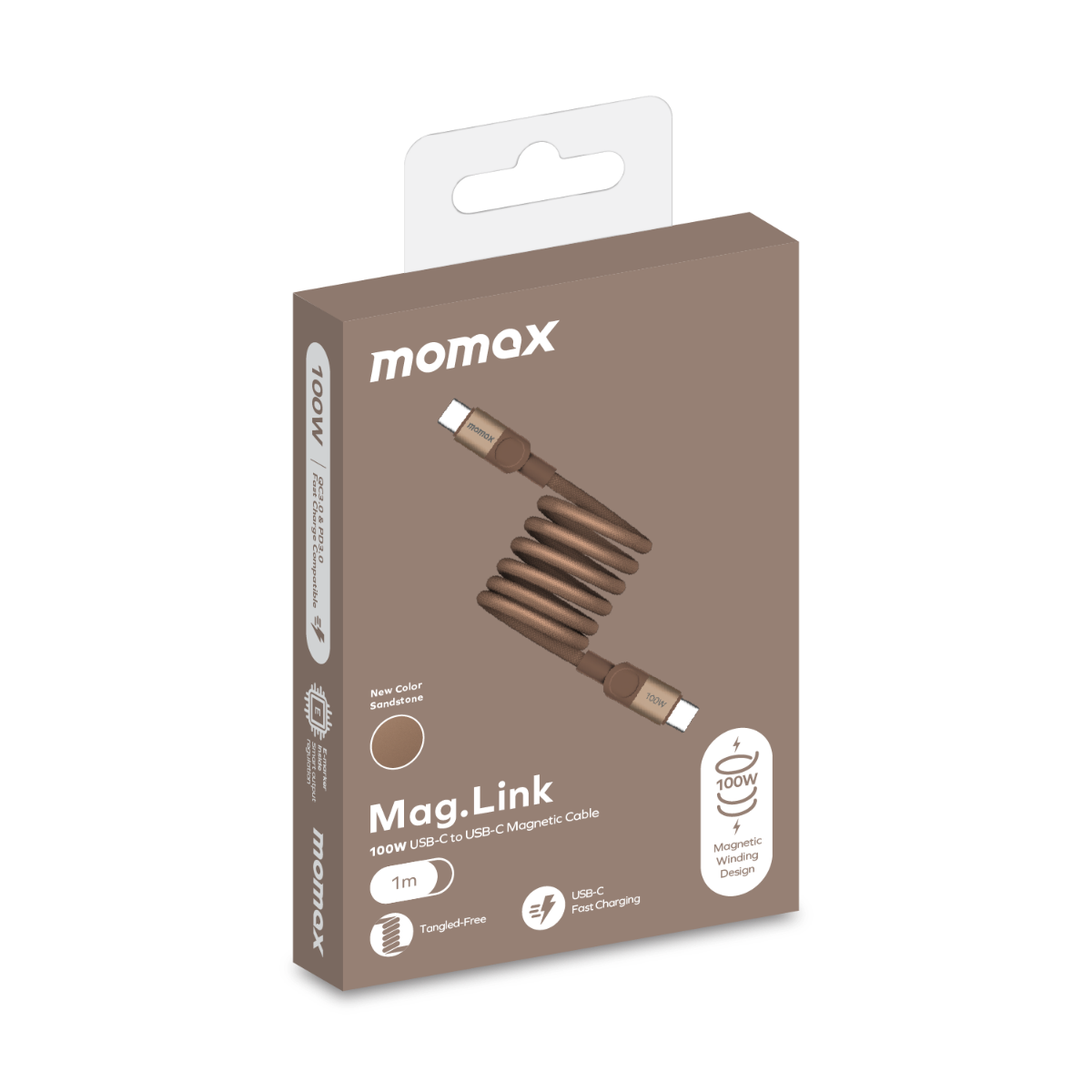 Momax MagLink USB-C to USB-C 60W Kablo 1m - Çöl Titanyum 4894222078642