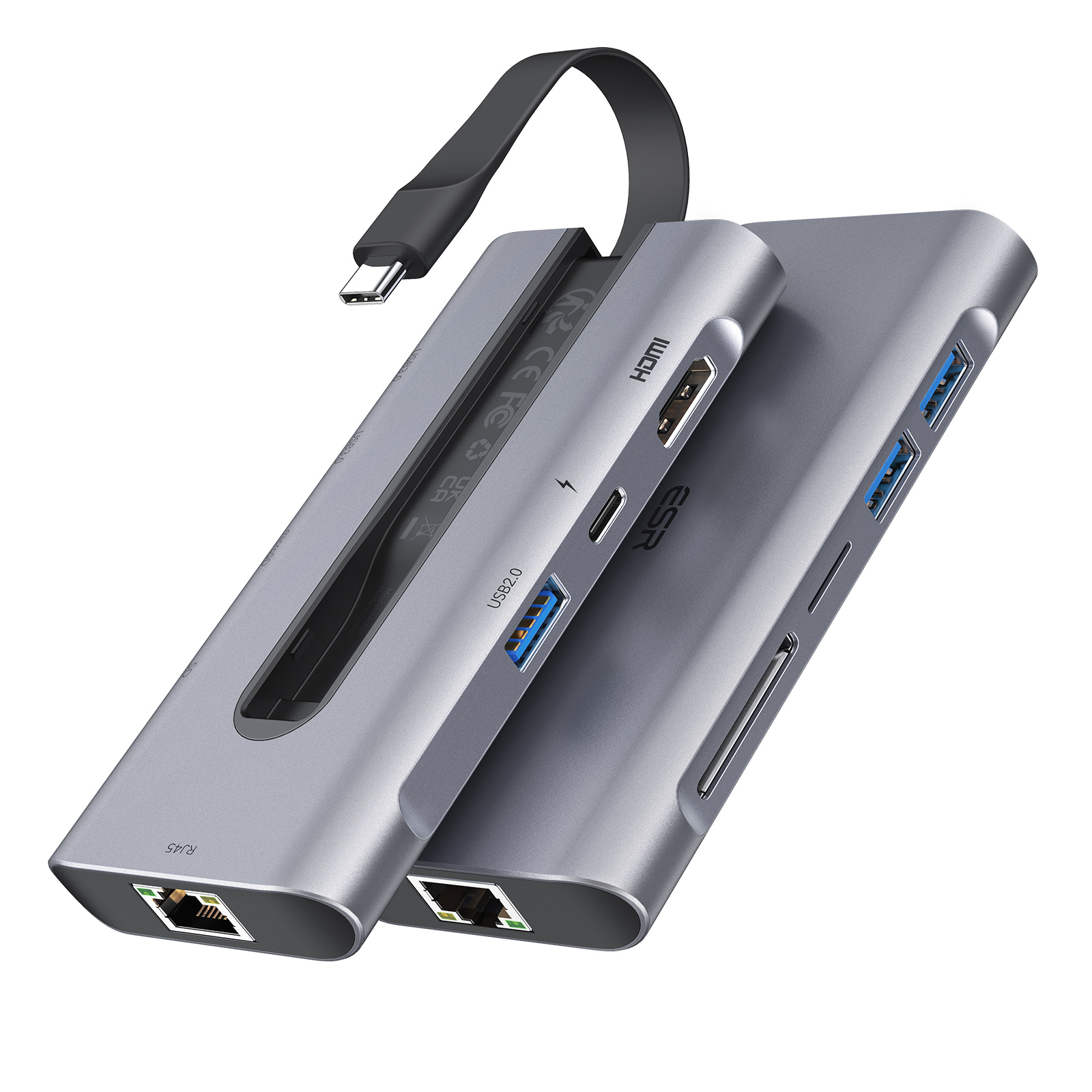 ESR 8 in 1 Type-C Hub - Silver 4894240165096