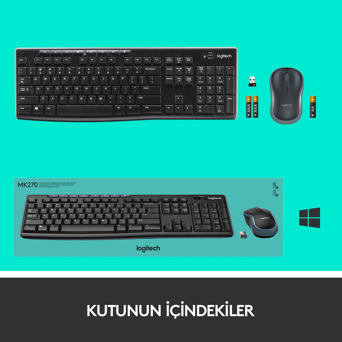 Logitech MK270 Kablosuz Klavye ve Mouse - Siyah 5099206039315