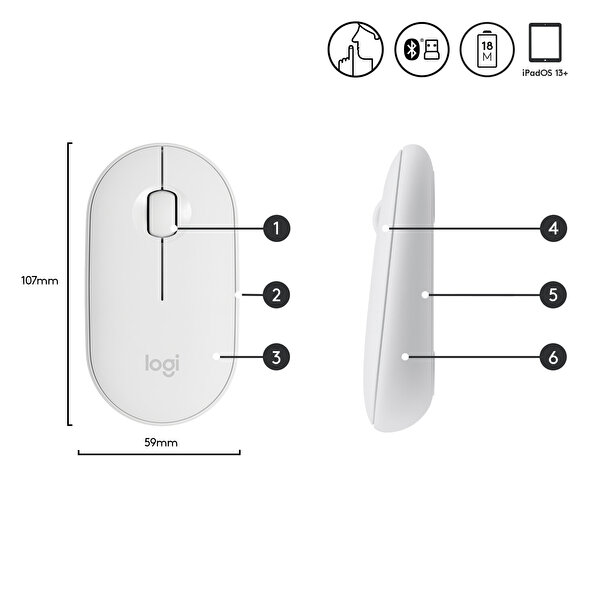 Logitech M350 Pepble Kablosuz Mouse - Beyaz 5099206085657