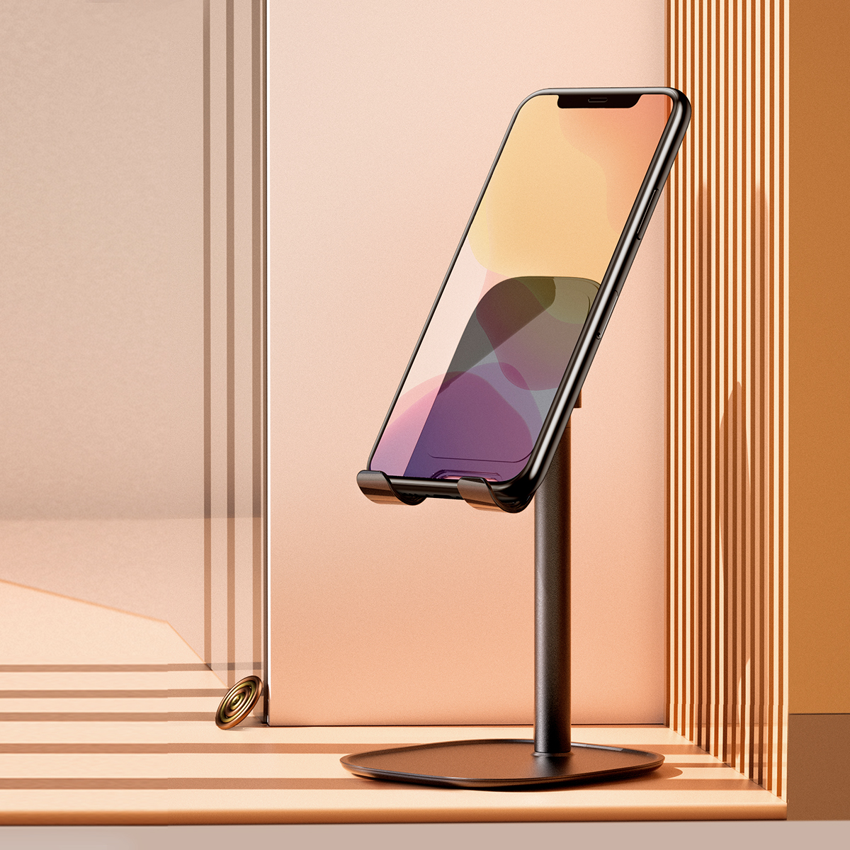 Rock Masaüstü Teleskopik iPhone Standı - Siyah 6941402717780