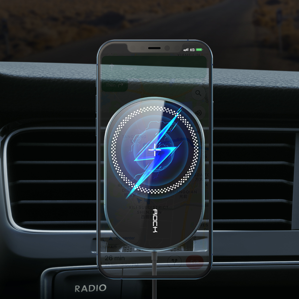 Rock 15W MagSafe Manyetik Kablosuz Şarjlı Araç İçi 6941402749484