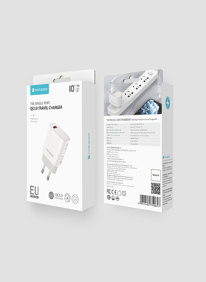 Rock Space Single 18W QC 3.0 Mini Seyahat Şarj 6941402750657