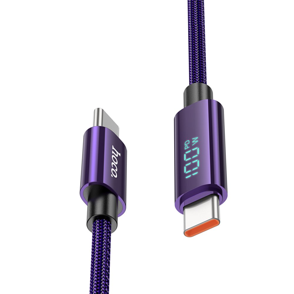 Hoco Benefit PD 100W TypeC to Type-C Kablo - Mor 6942007611947