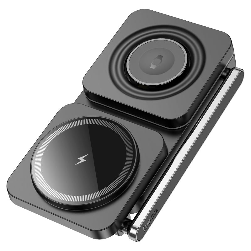 Hoco 3in1 15W Masaüstü Kablosuz Şarj Standı - Siyah 6942007618359