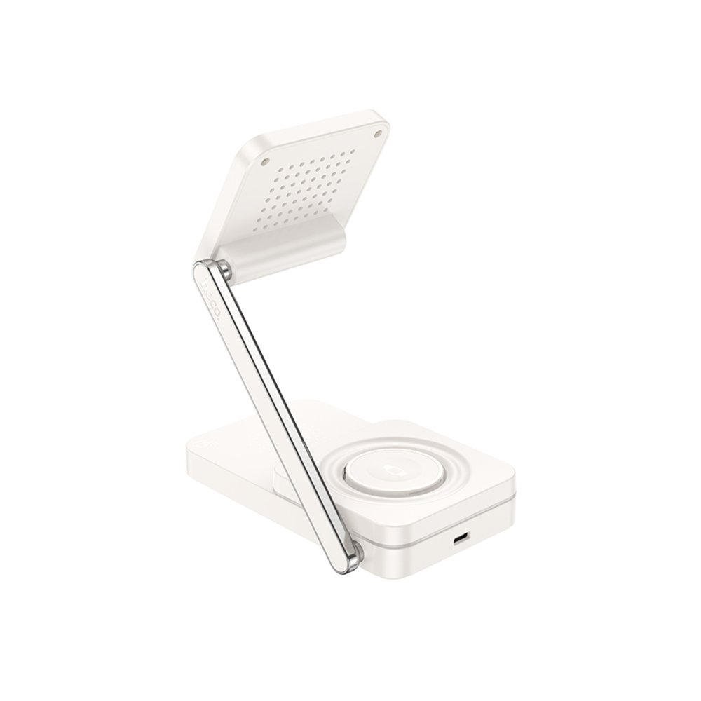 Hoco 3in1 15W Masaüstü Kablosuz Şarj Standı-Beyaz 6942007618366