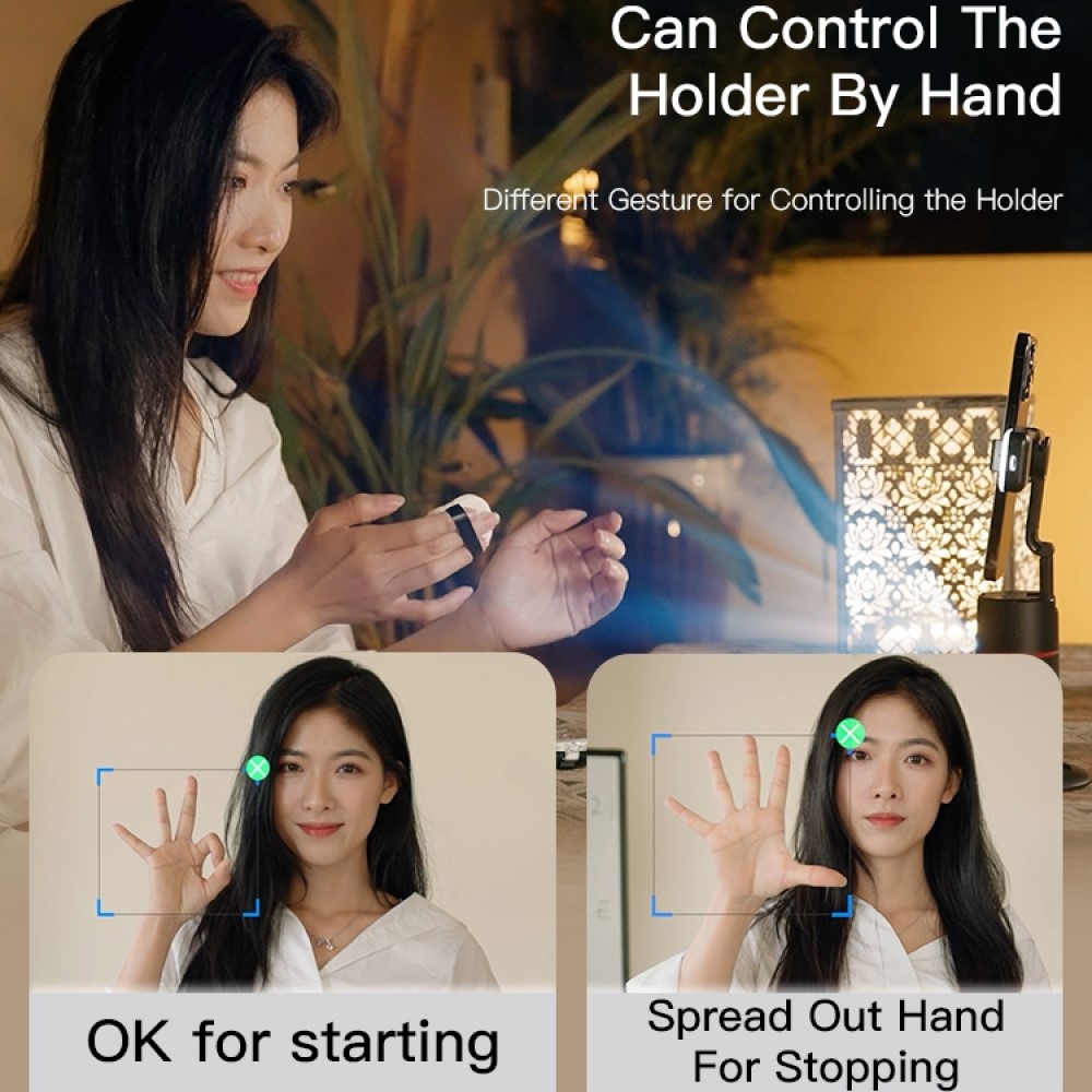 Yesido 360 Derece Yapay Zeka Yüz Takipli Tripodlu Selfie Çubuğu - Siyah 6942314400340