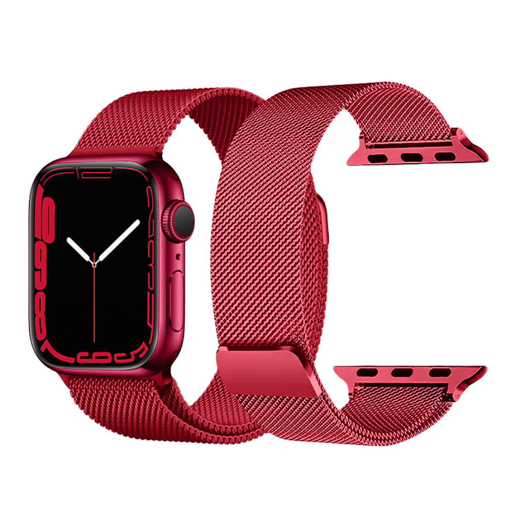Piili Apple Watch Metal Kayış 42/44/45 - Kırmızı 6944629143431