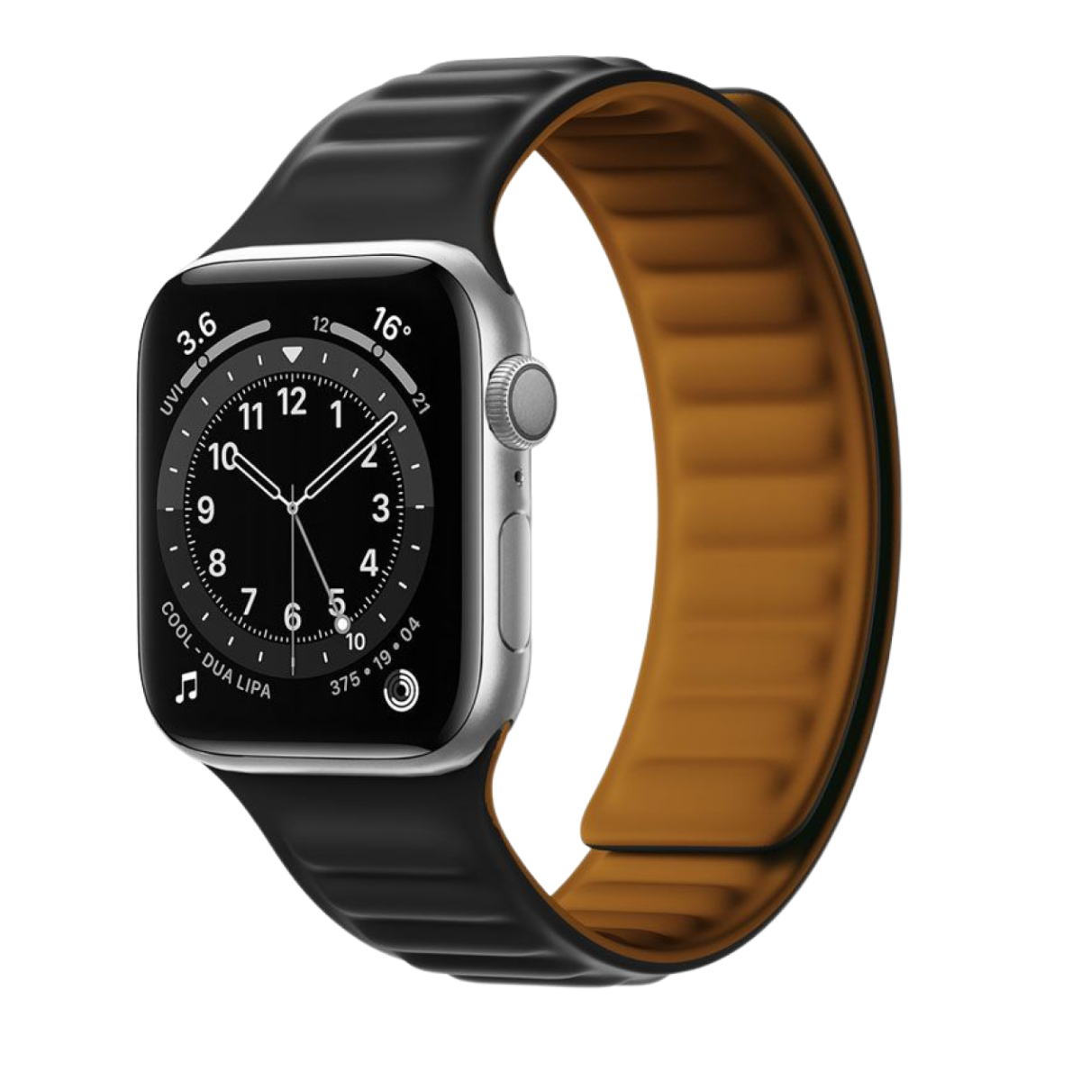 Piili Apple Watch 42-44-45-49 mm Silikon Kayış Siy 6944629154550