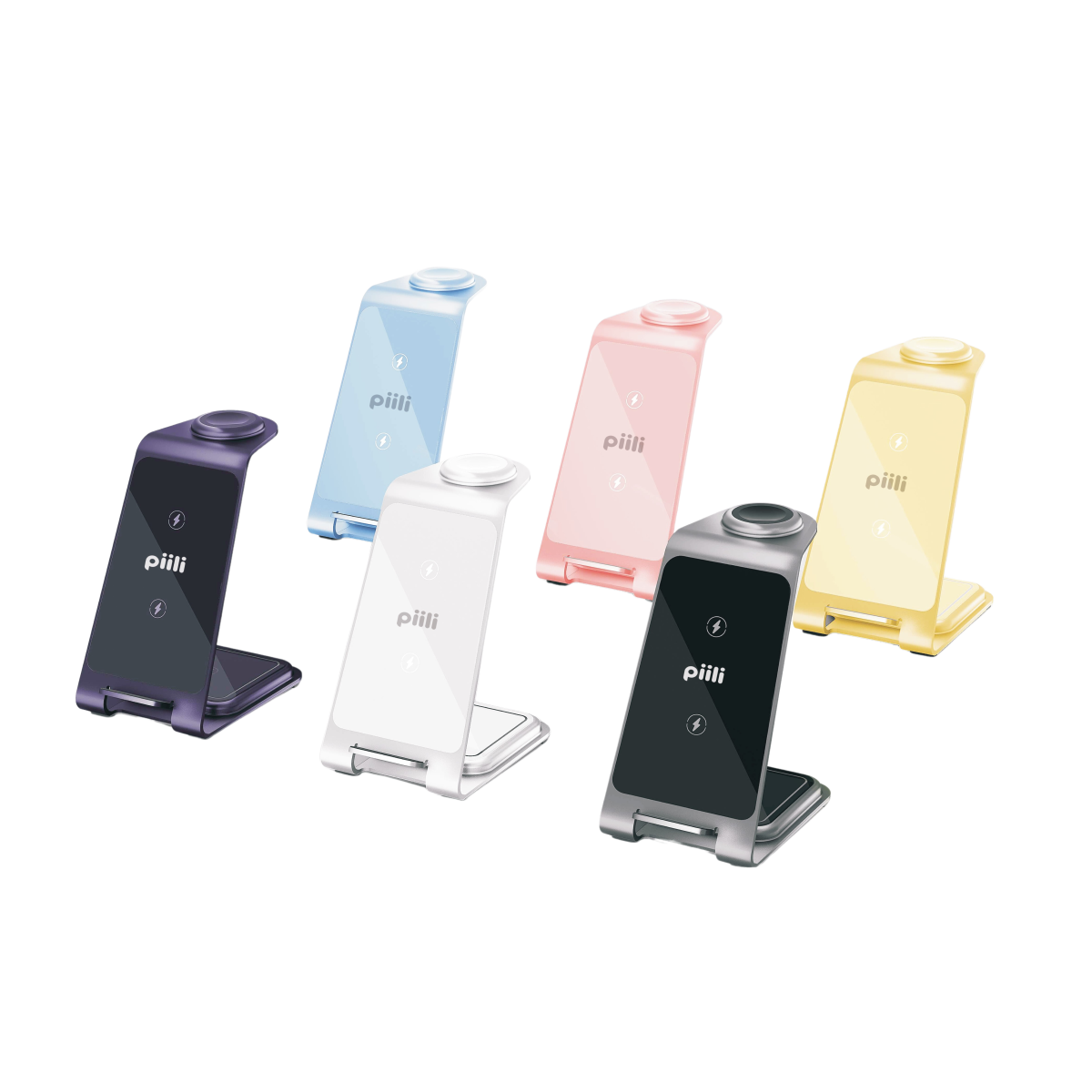 Piili 3 in 1 Aliminyum Şarj Standı - Pembe 6944629156257