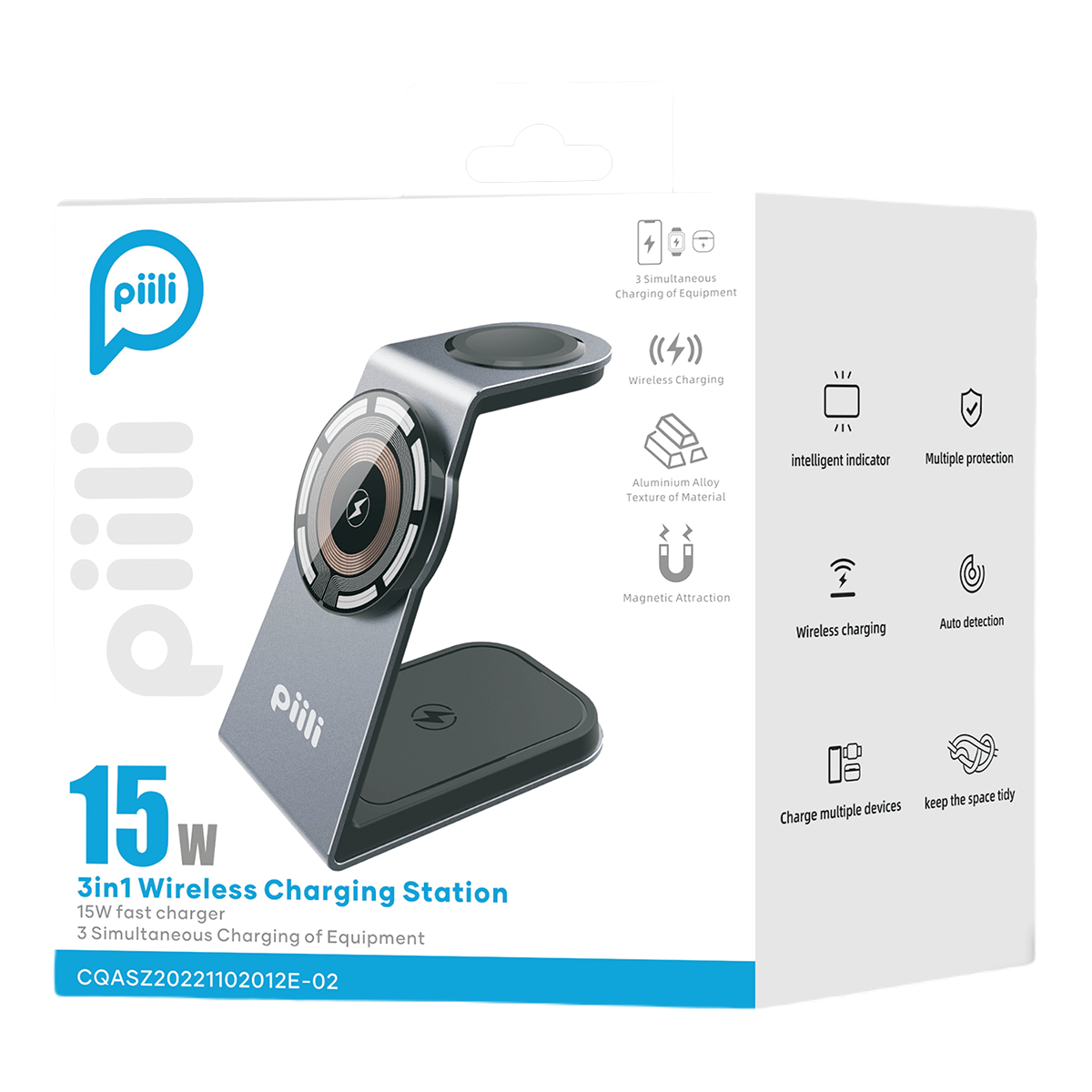 Piili Aliminyum Magsafe Kablosuz Şarj Standı-Siyah 6944629156356