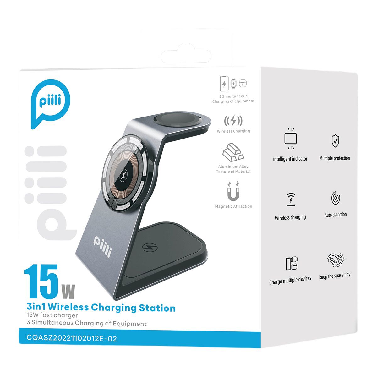 Piili Aliminyum Magsafe Kablosuz Şarj Standı-Siyah 6944629156356