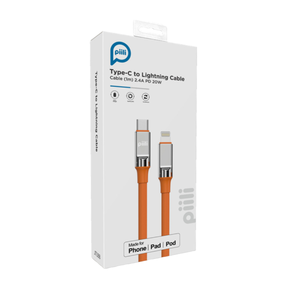 Piili Type-C to Lightning Kablo 1m. - Turuncu 6944629159197