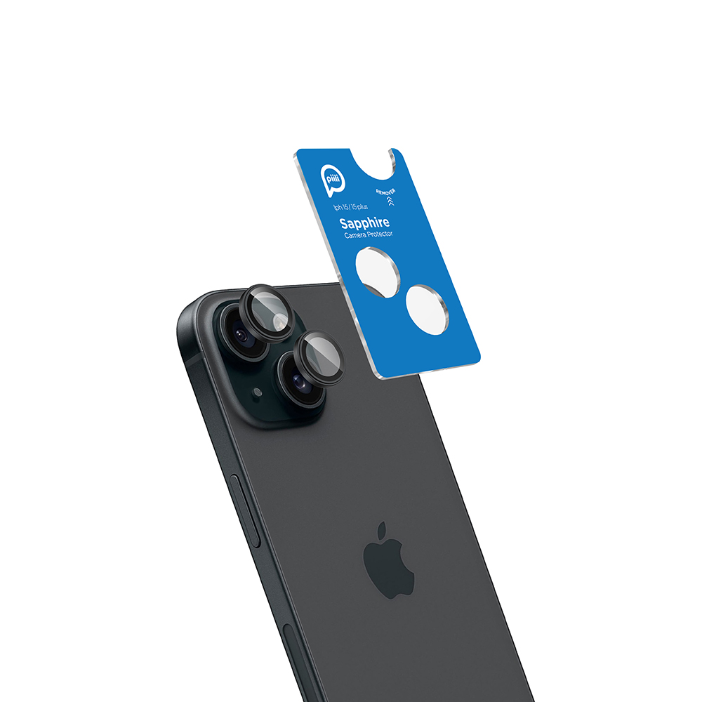 Piili iPhone 15/15 Plus Safir Lens Koruyucu-Siyah 6944629162654