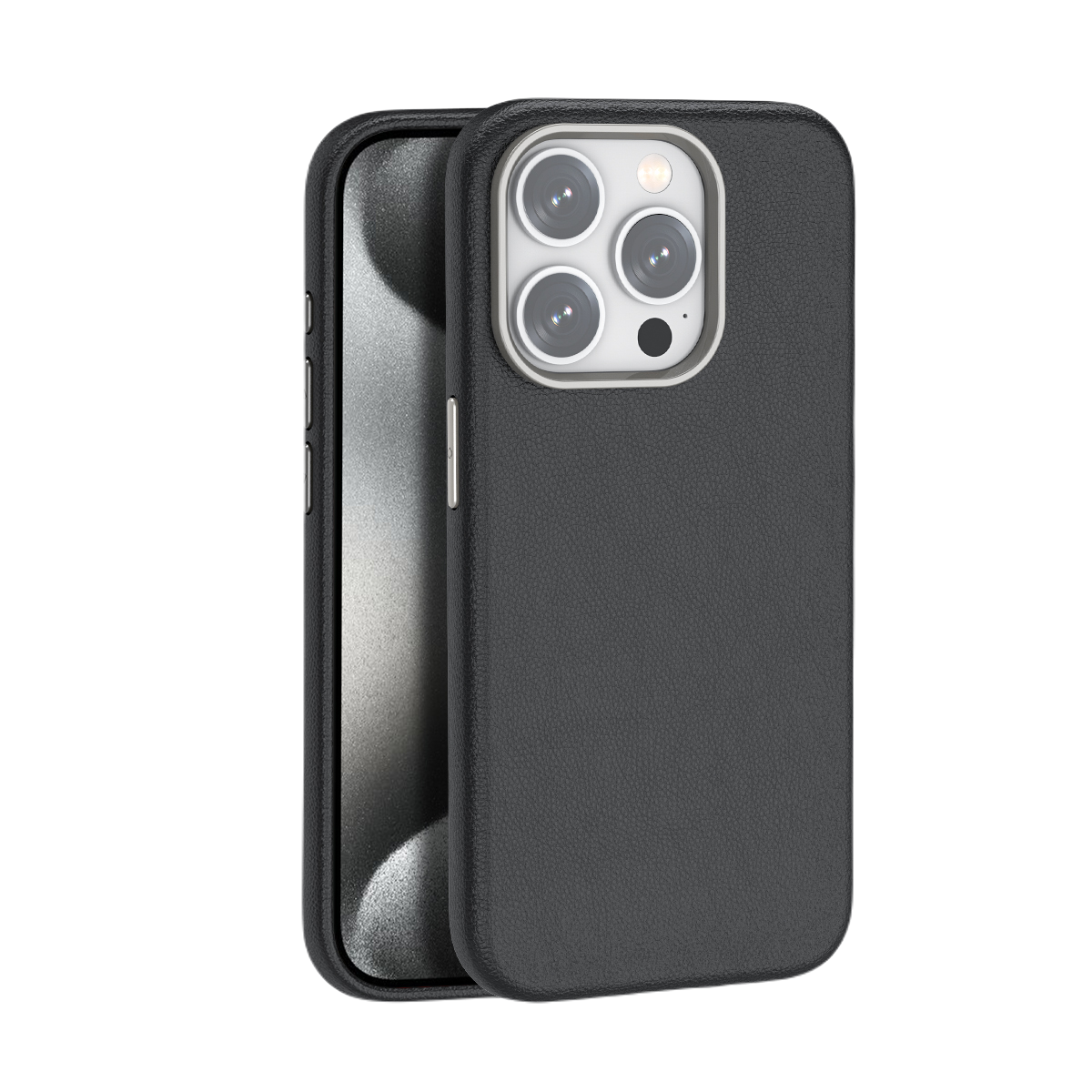 Piili iPhone 15 Deri MagSafe Kılıf - Siyah 6944629163293