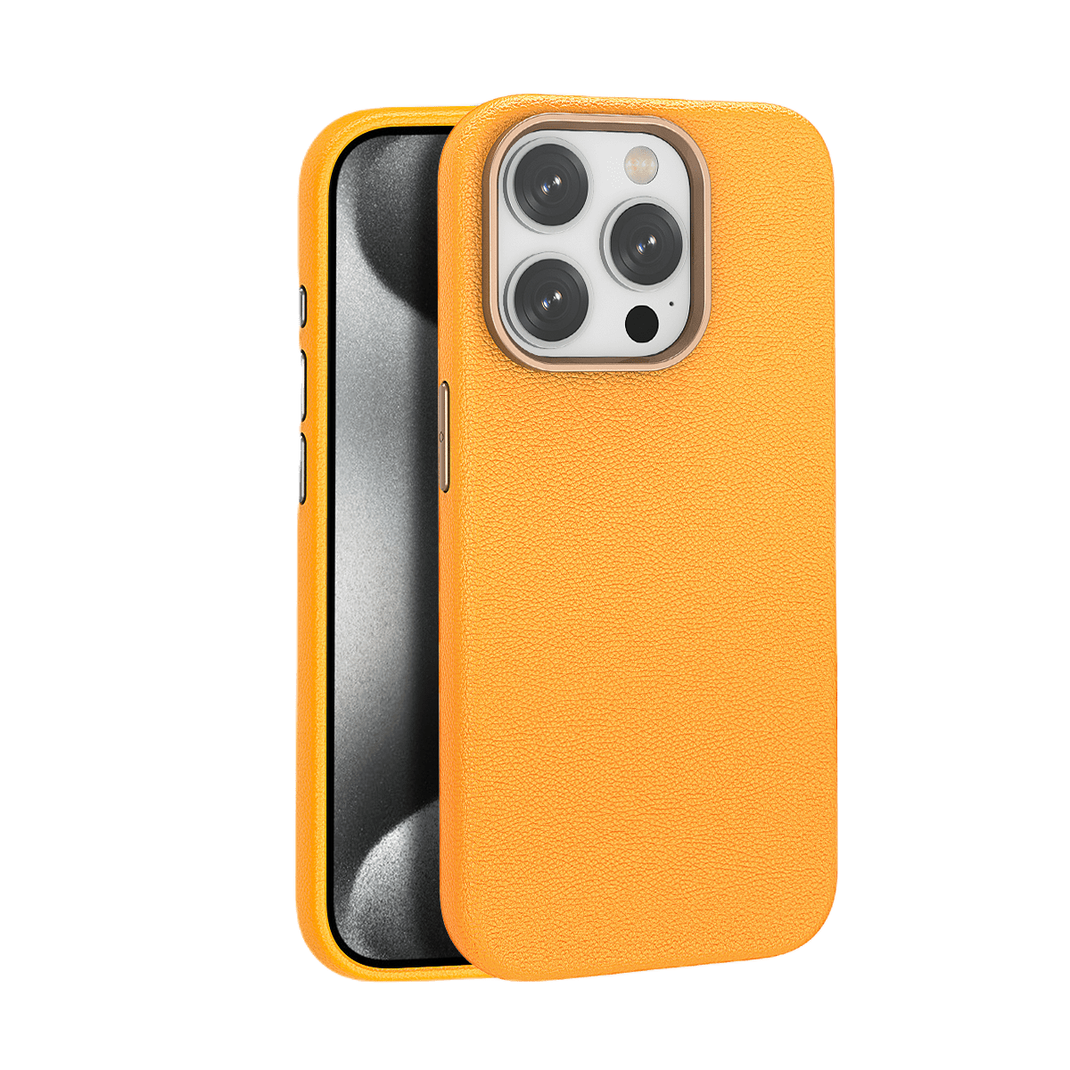Piili iPhone 15 Pro Deri MagSafe Kılıf - Sarı 6944629163538