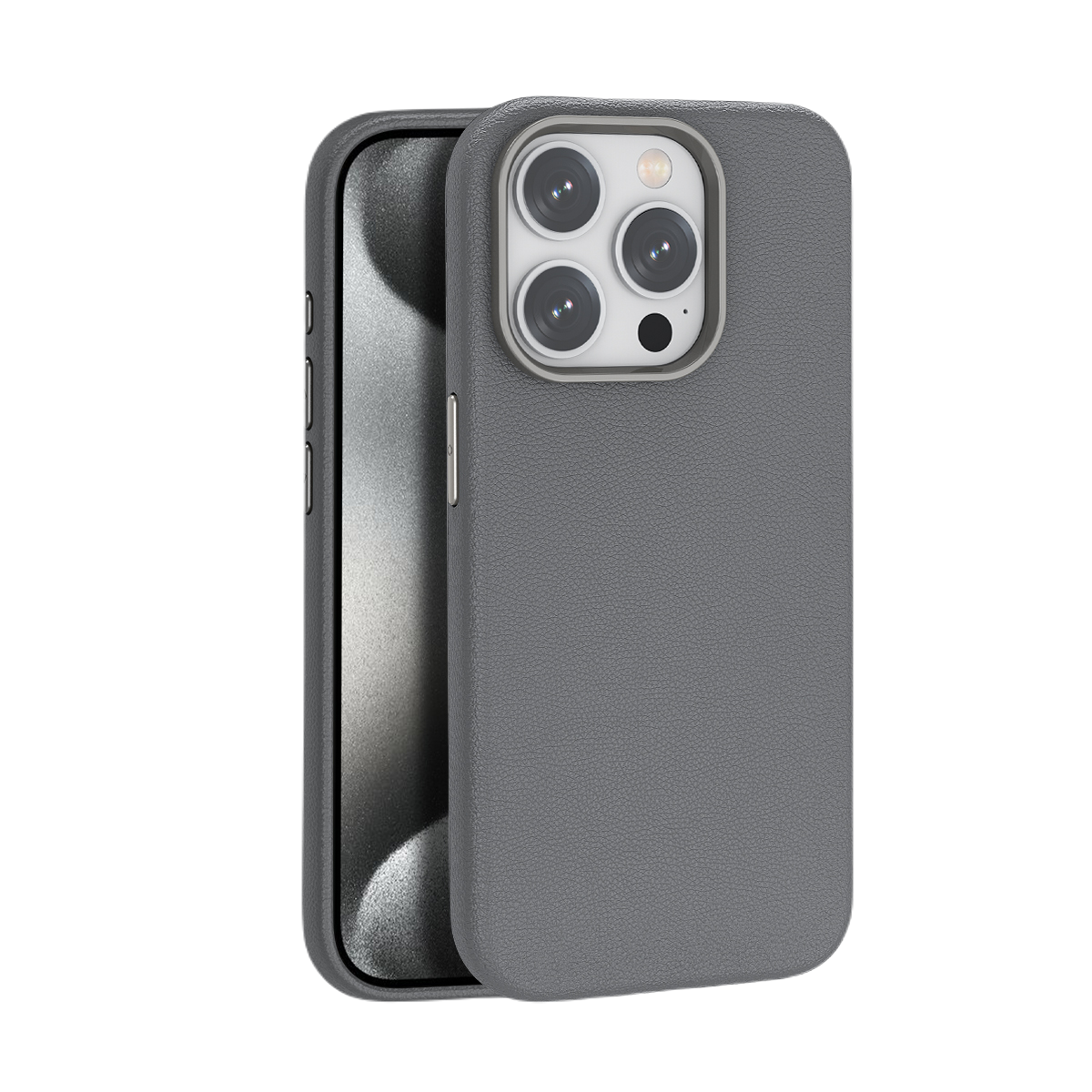 Piili iPhone 15 Pro Deri MagSafe Kılıf - Gri 6944629163576