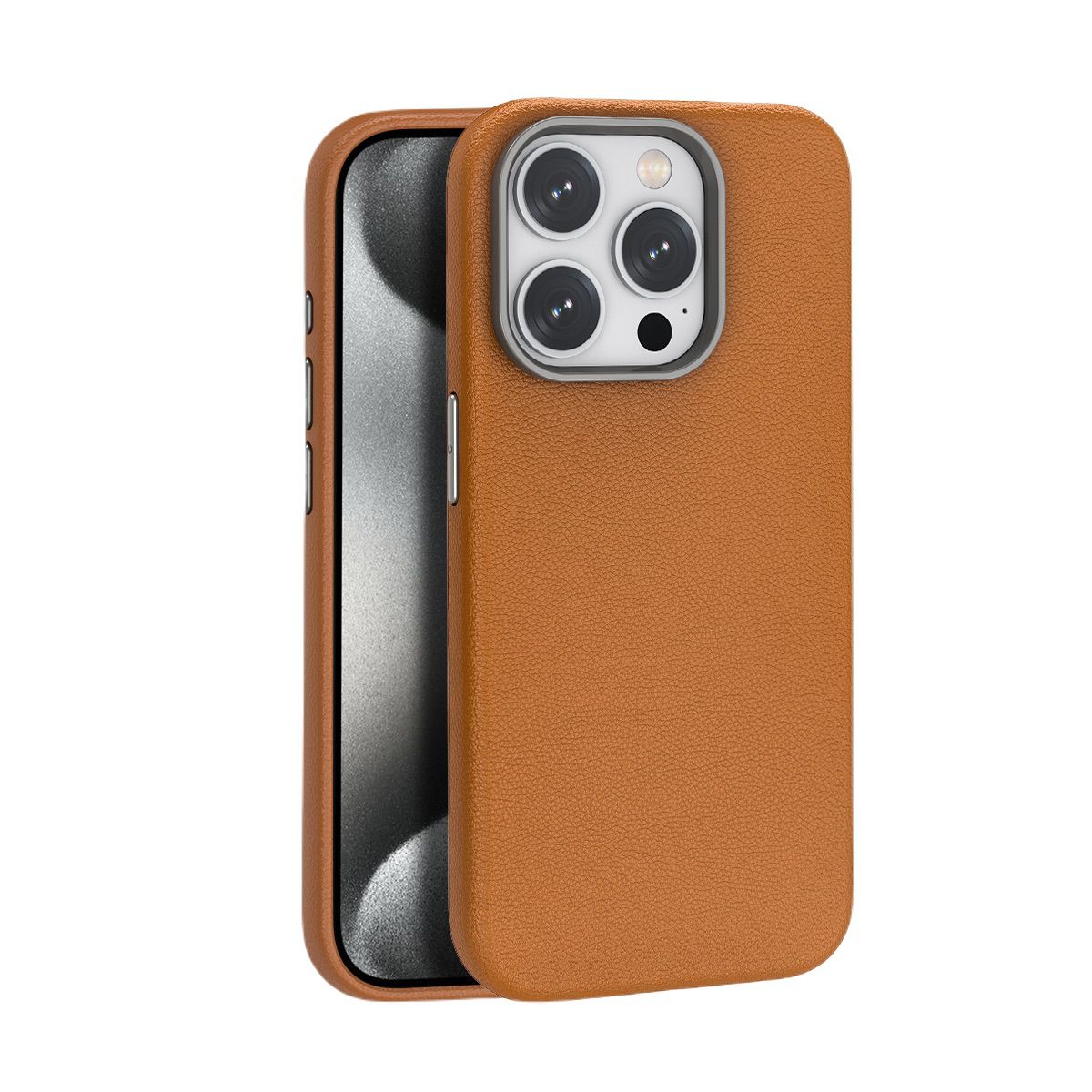 Piili iPhone 15 Pro Max Deri MagSafe Kılıf - Kahve 6944629163699